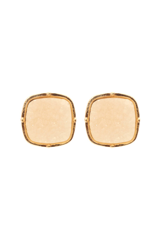 Druzy Post S2uare Earrings Ivory