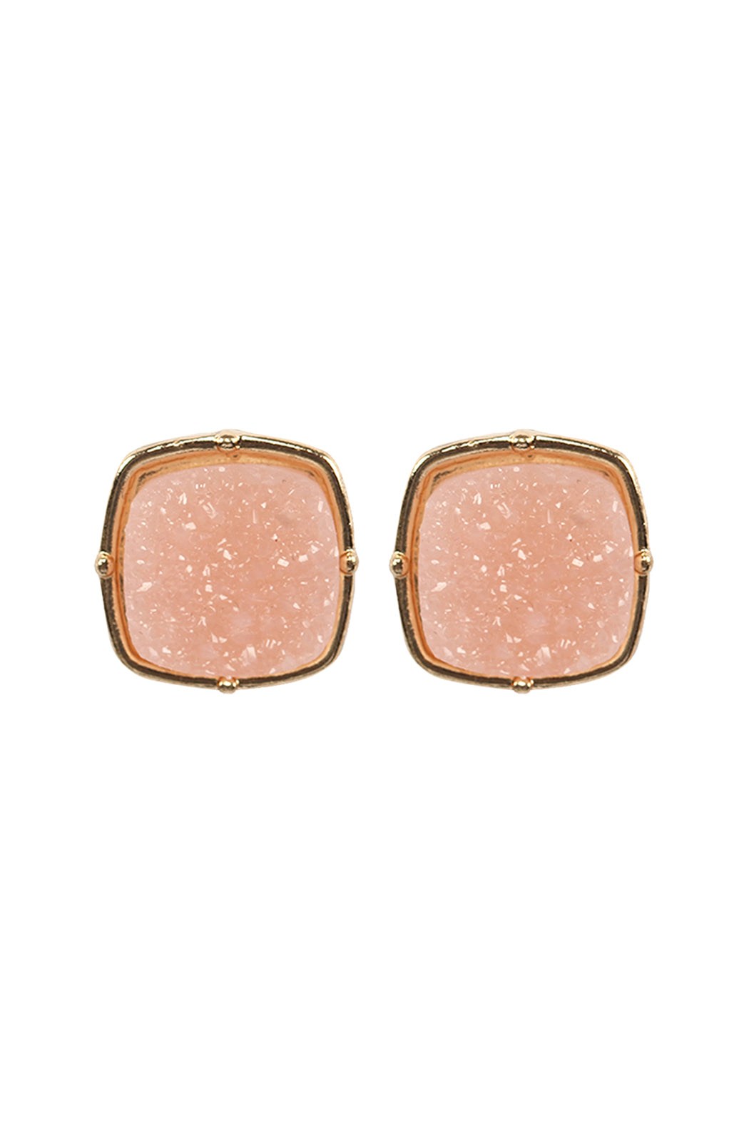 Druzy Post S2uare Earrings Light Pink
