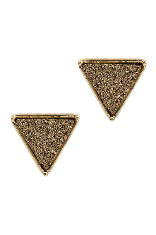 Druzy Triangle Post Earrings Brown /6Pcs