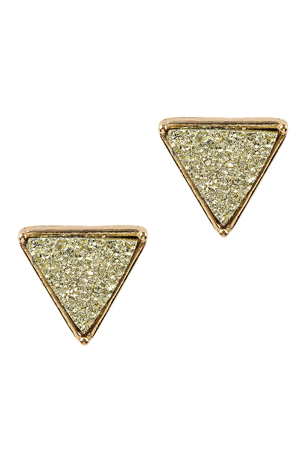 Druzy Triangle Post Earrings Gold /6Pcs