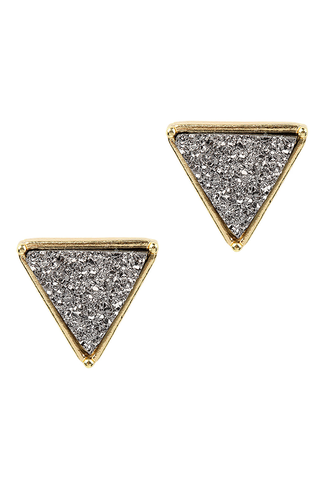 Druzy Triangle Post Earrings Hematite