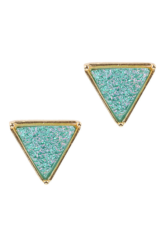 Druzy Triangle Post Earrings Mint /6Pcs