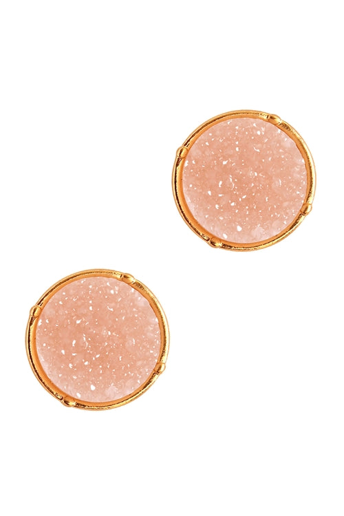 Druzy Round Post Earrings