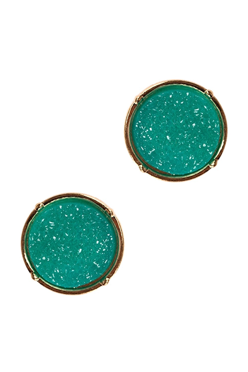 Druzy Round Post Earrings