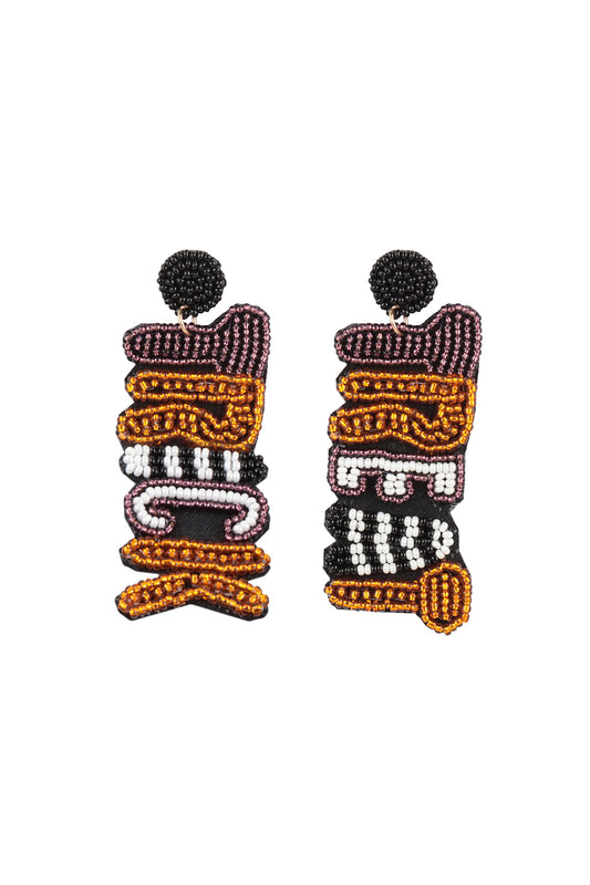 Halloween Trick Or Treat Seed Bead Drop Earrings Orange