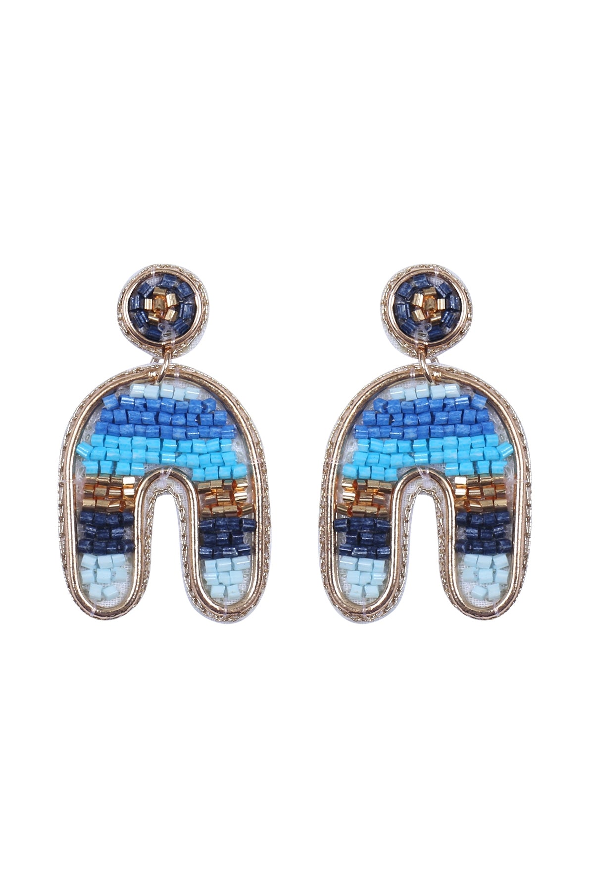 Color Block U Arch Shape Seed Bead Earrings