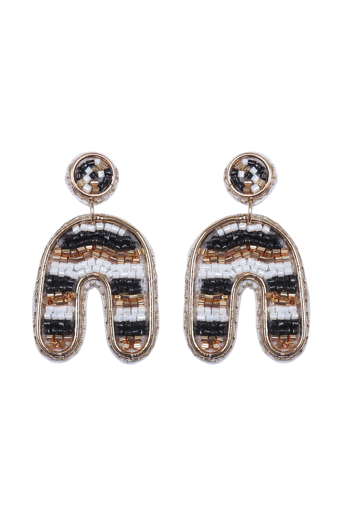 Color Block U Arch Shape Seed Bead Earrings
