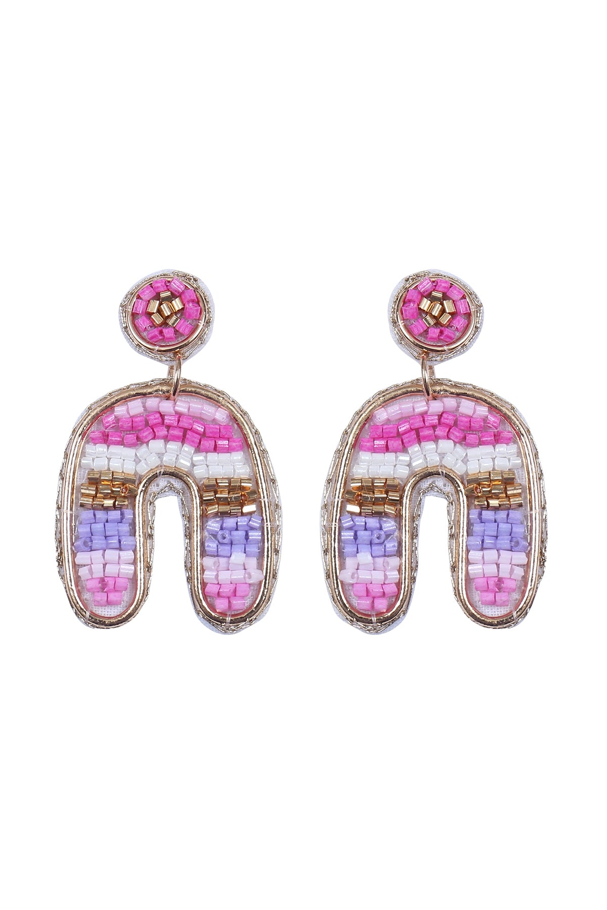 Color Block U Arch Shape Seed Bead Earrings