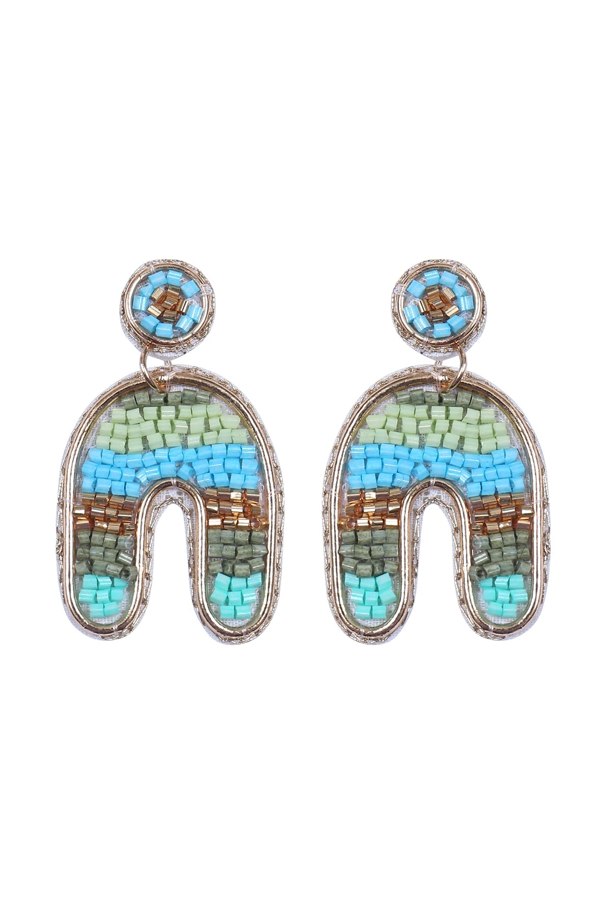 Color Block U Arch Shape Seed Bead Earrings
