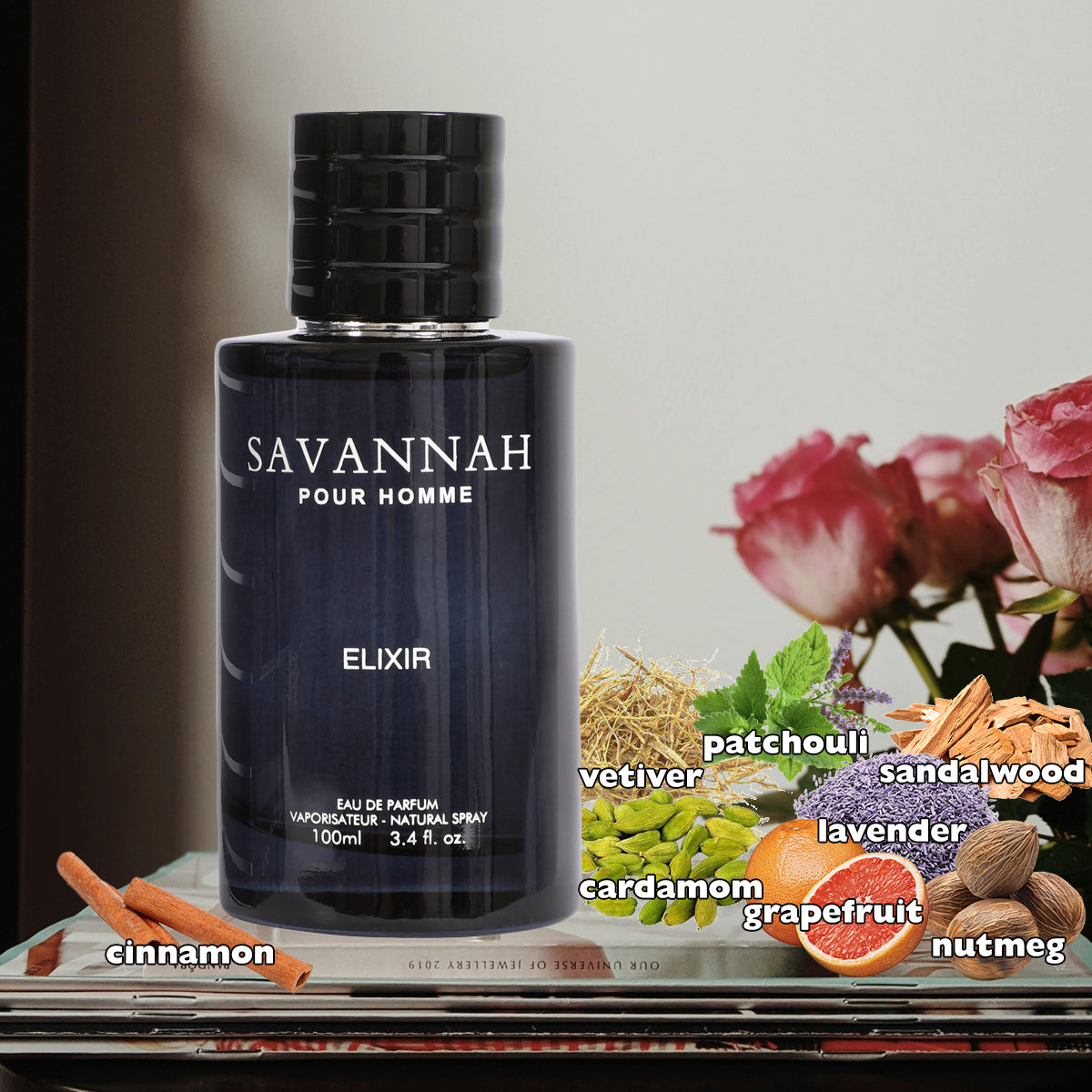 Savannah Pour Homme Elixir  Spray Cologne Eau De Parfum For Men - 100ML/3.4 FL.OZ/3PCS