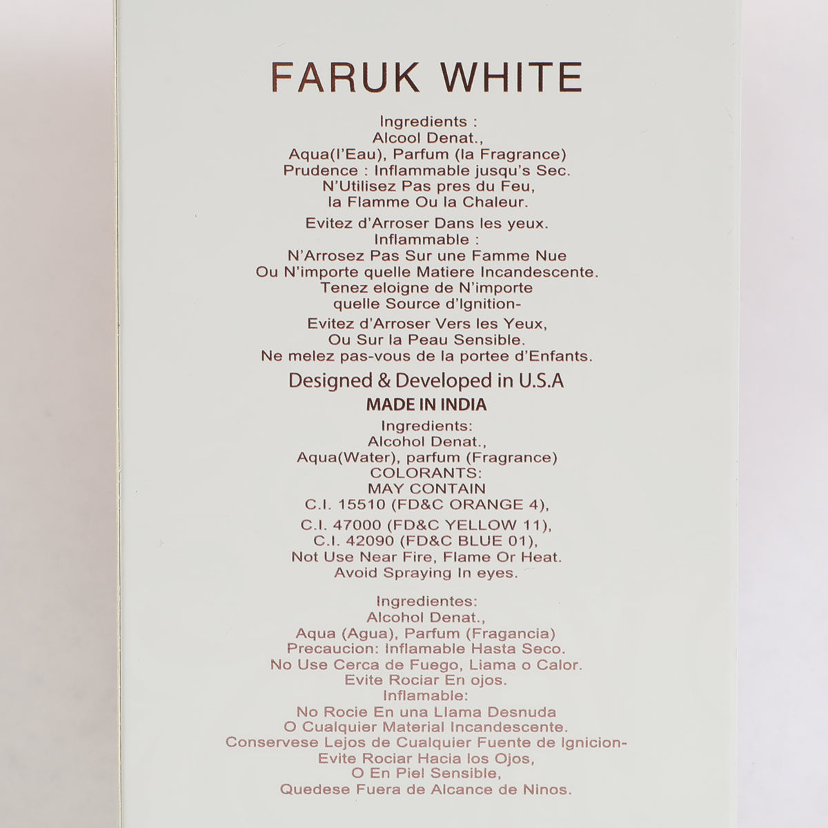 Faruk White Spray Perfume Eau De Parfum For Women - 100ML/3.4FL.OZ.