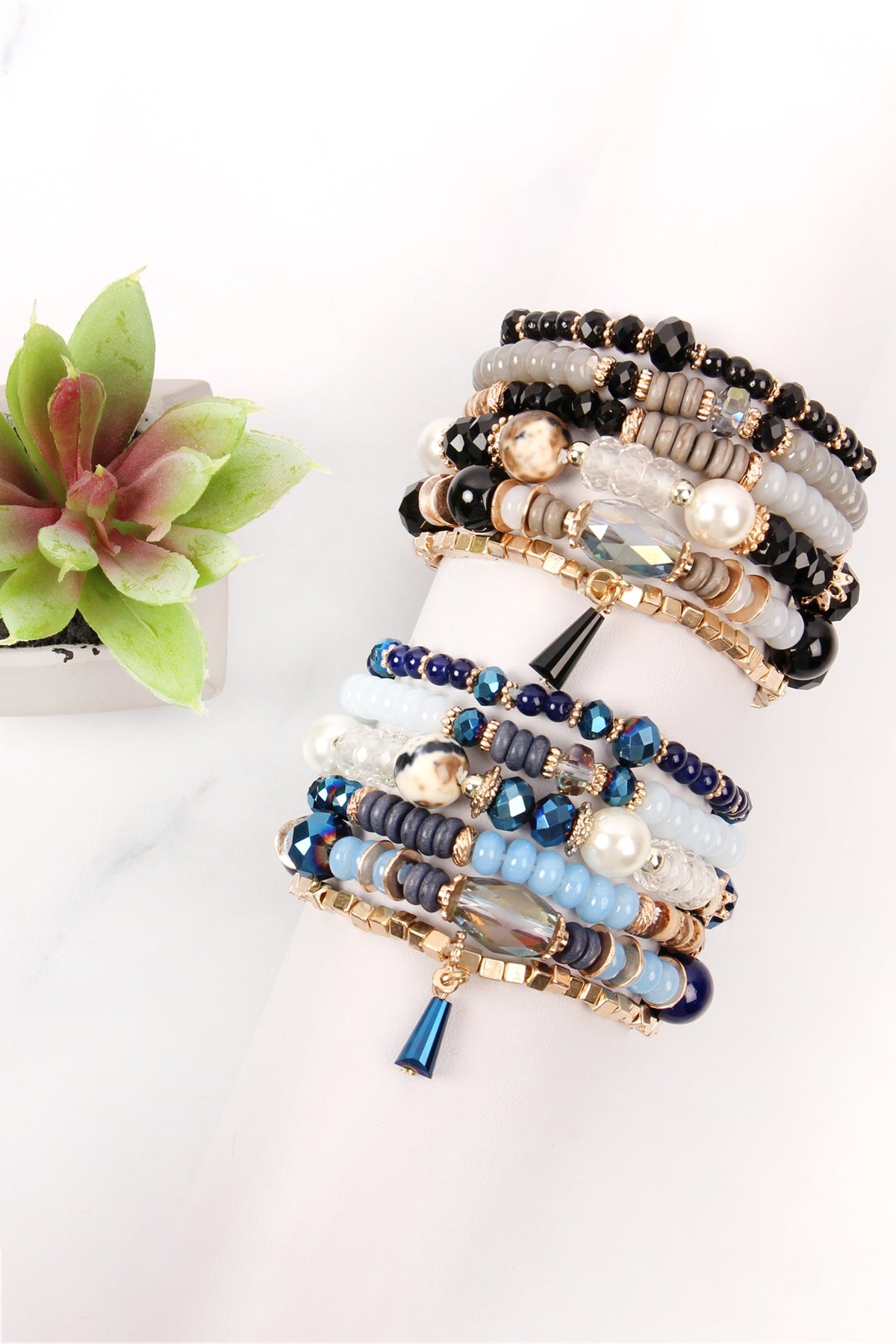 Multi Stone Beads Stackable Bracelets