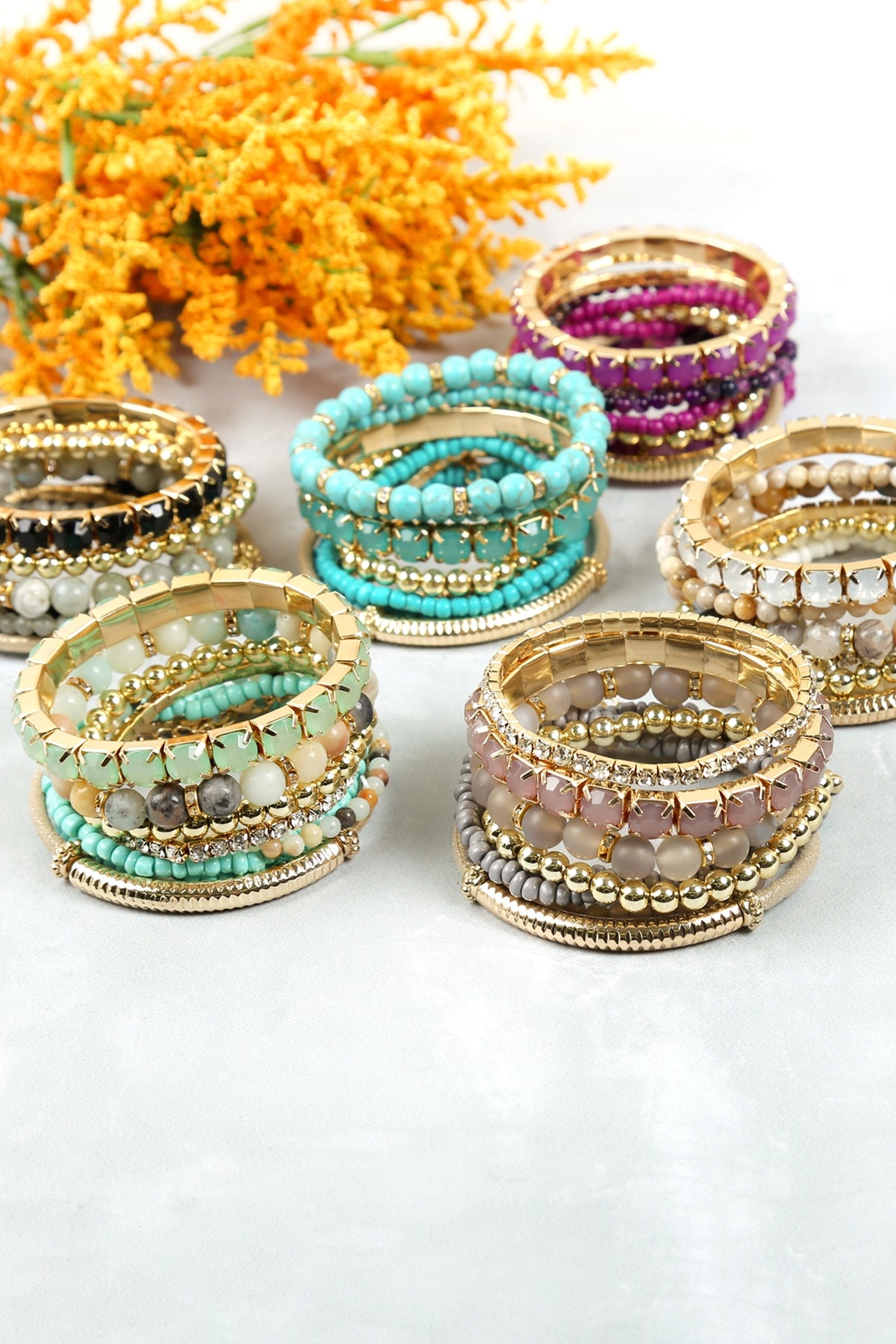 Regular Size Stack-able Beads Bracelet Set