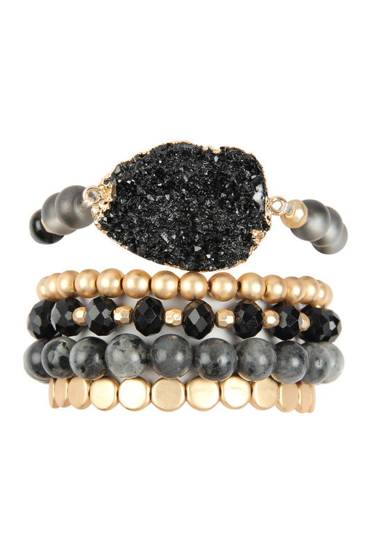 Druzy Charm Mixed Bracelet Set