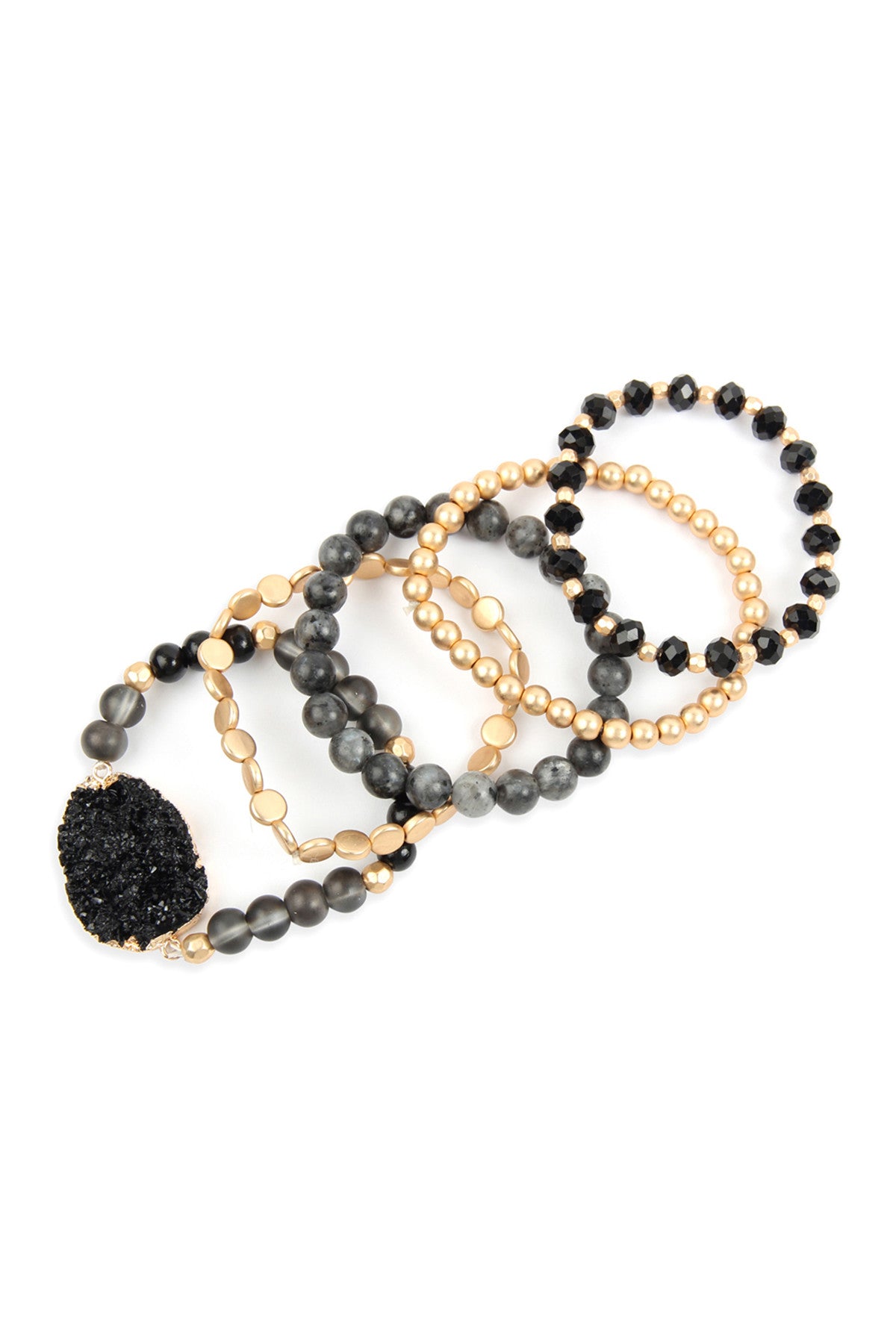 Druzy Charm Mixed Bracelet Set