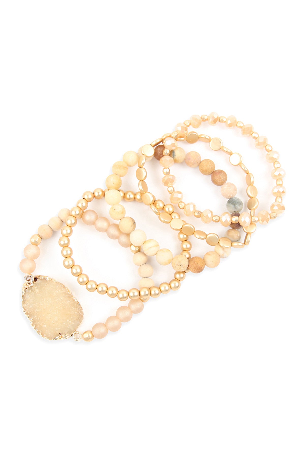 Druzy Charm Mixed Bracelet Set