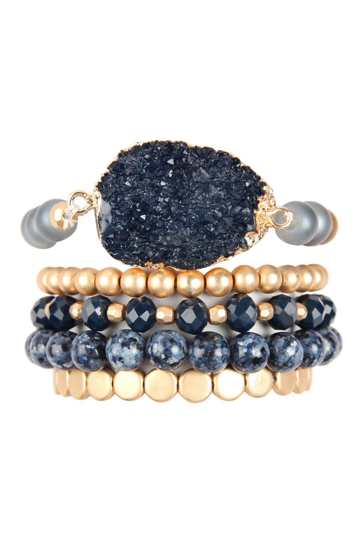 Druzy Charm Mixed Bracelet Set