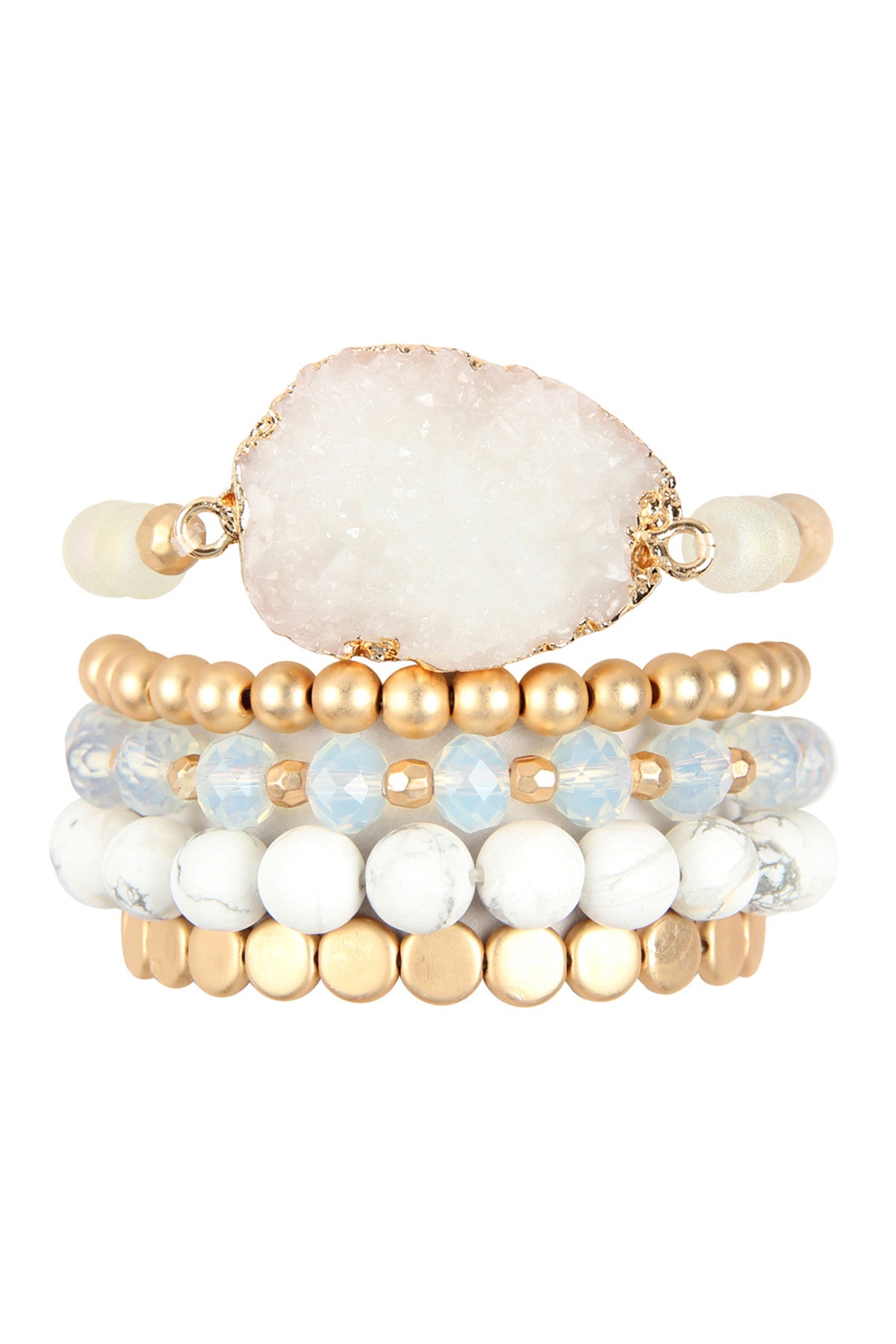 Druzy Charm Mixed Bracelet Set