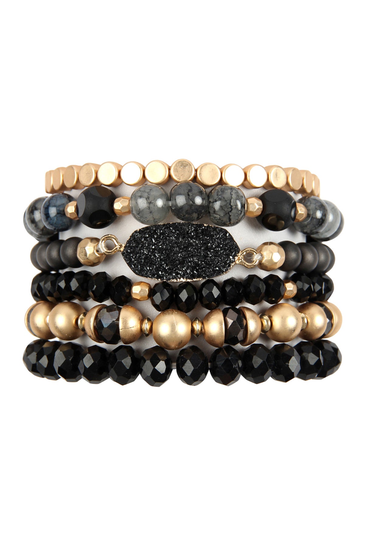 Multi Line Druzy Stone Charm Bracelet