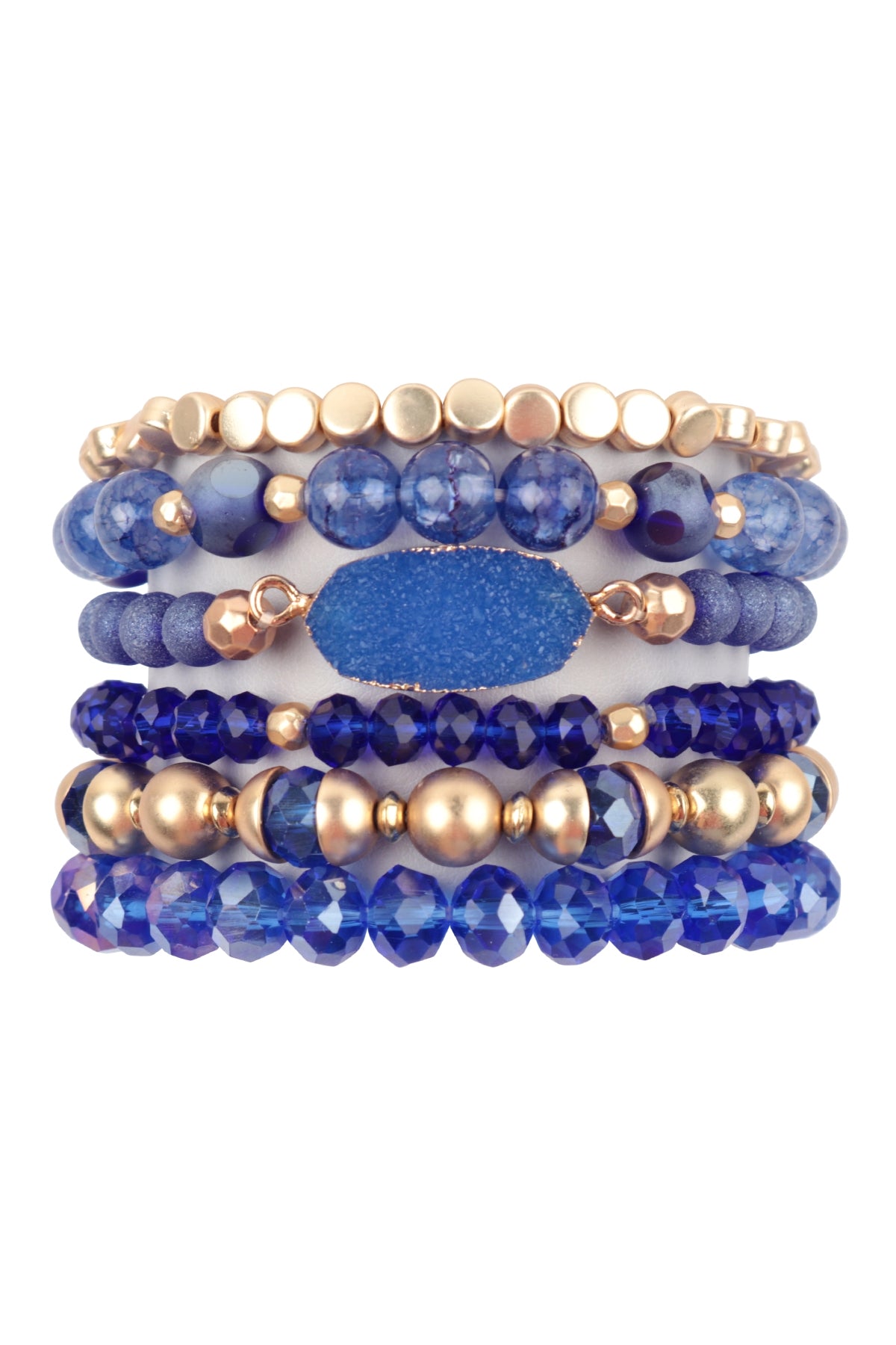 Multi Line Druzy Stone Charm Bracelet