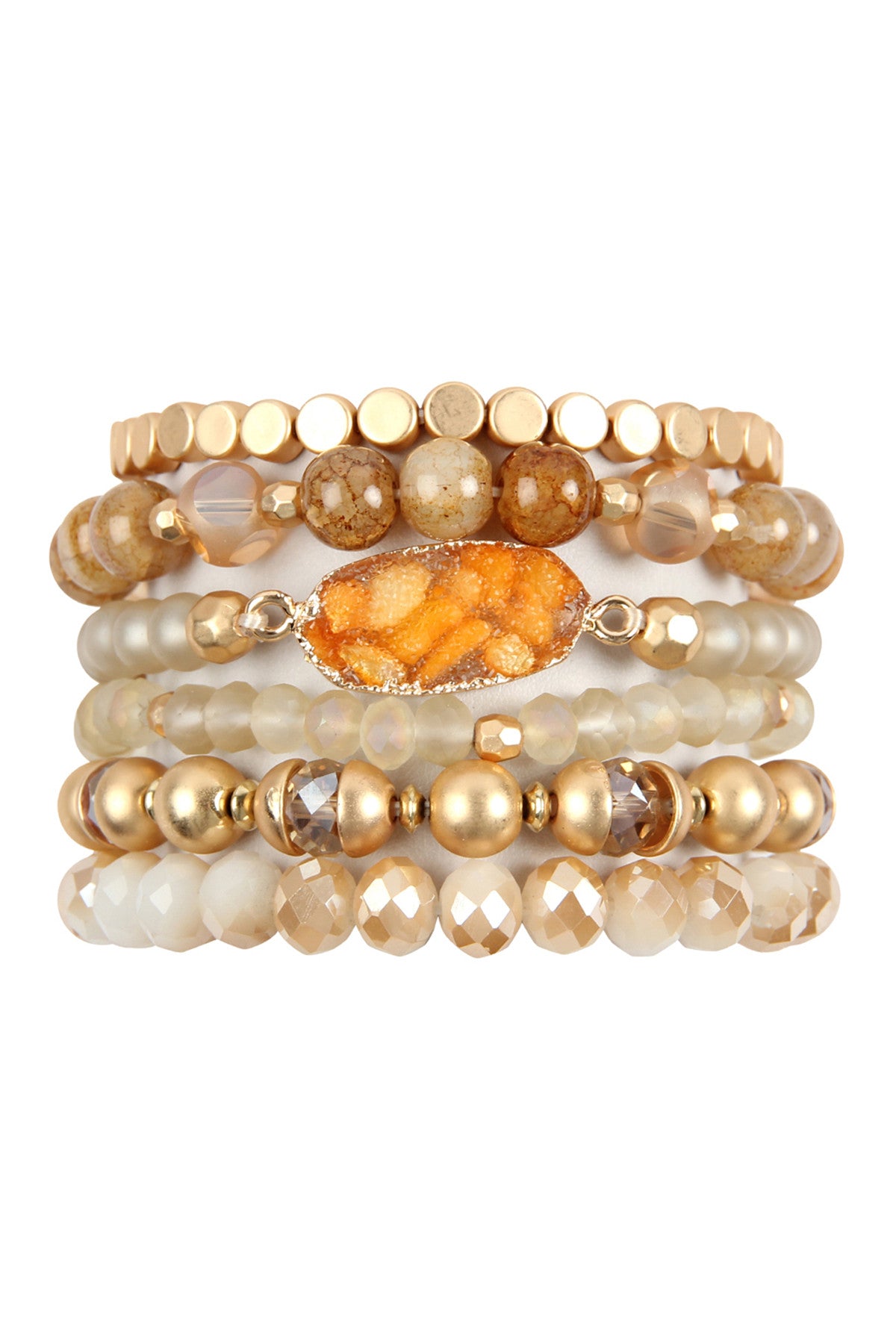 Multi Line Druzy Stone Charm Bracelet