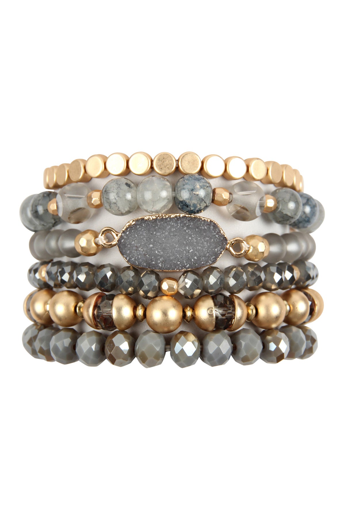 Multi Line Druzy Stone Charm Bracelet