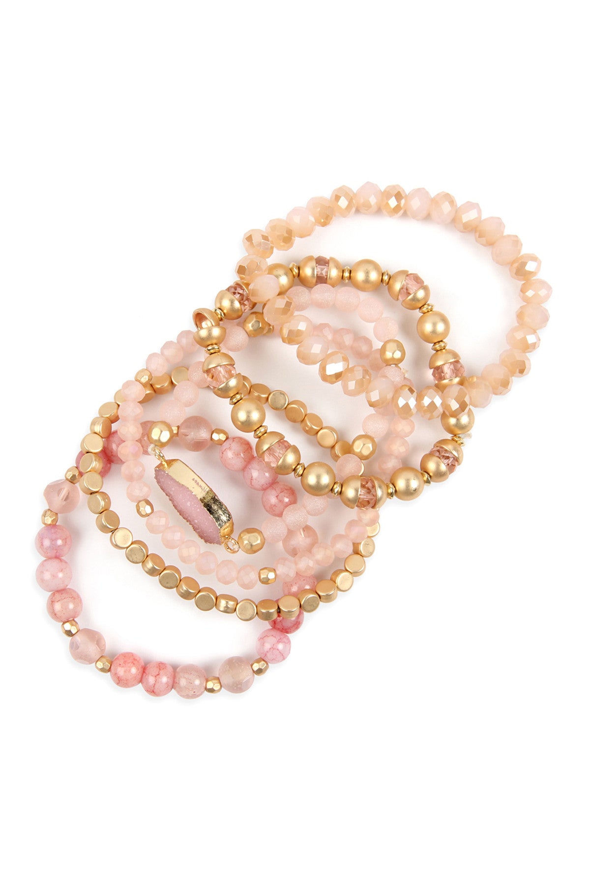 Multi Line Druzy Stone Charm Bracelet