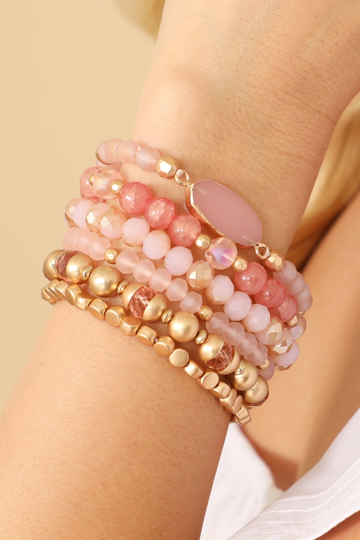 Multi Line Druzy Stone Charm Bracelet