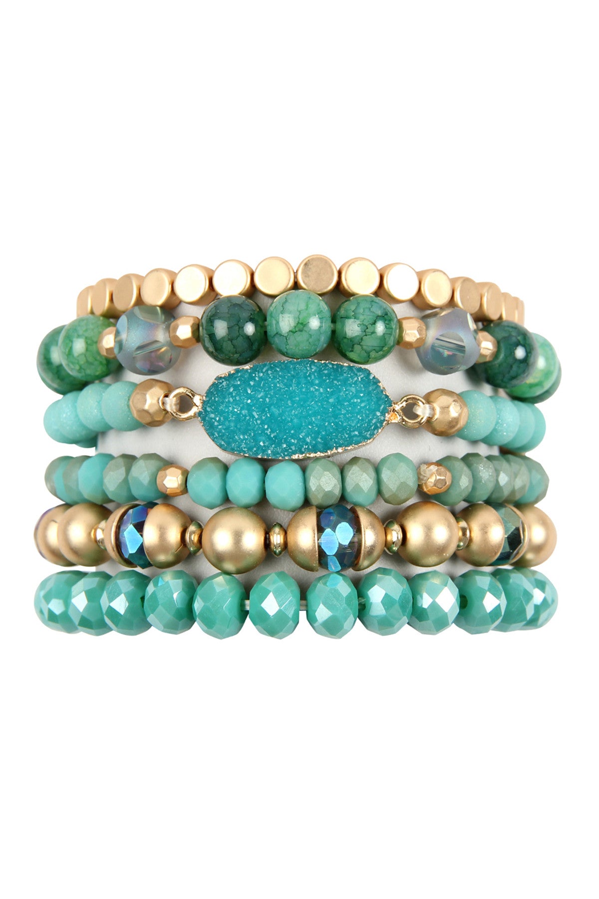 Multi Line Druzy Stone Charm Bracelet