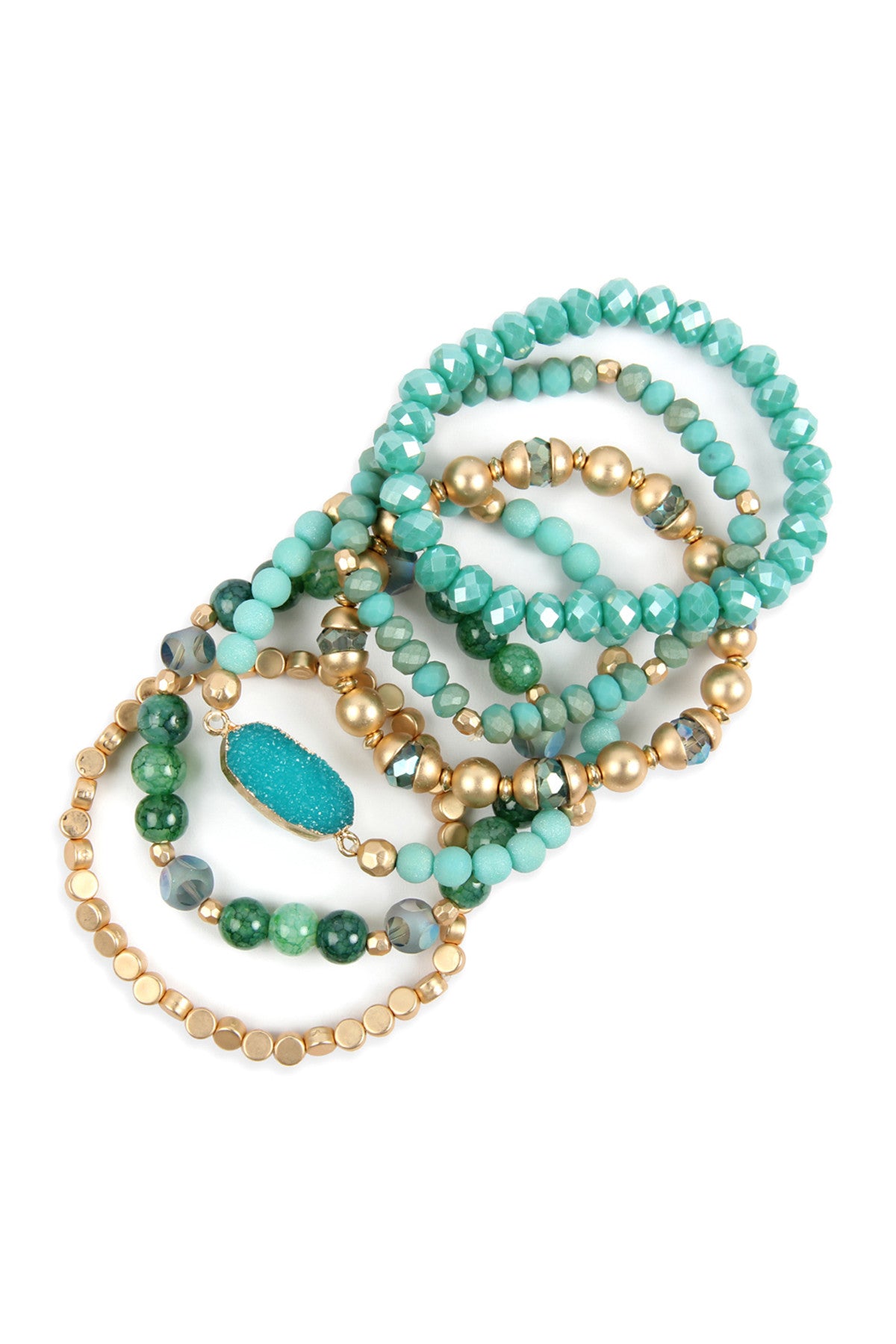 Multi Line Druzy Stone Charm Bracelet