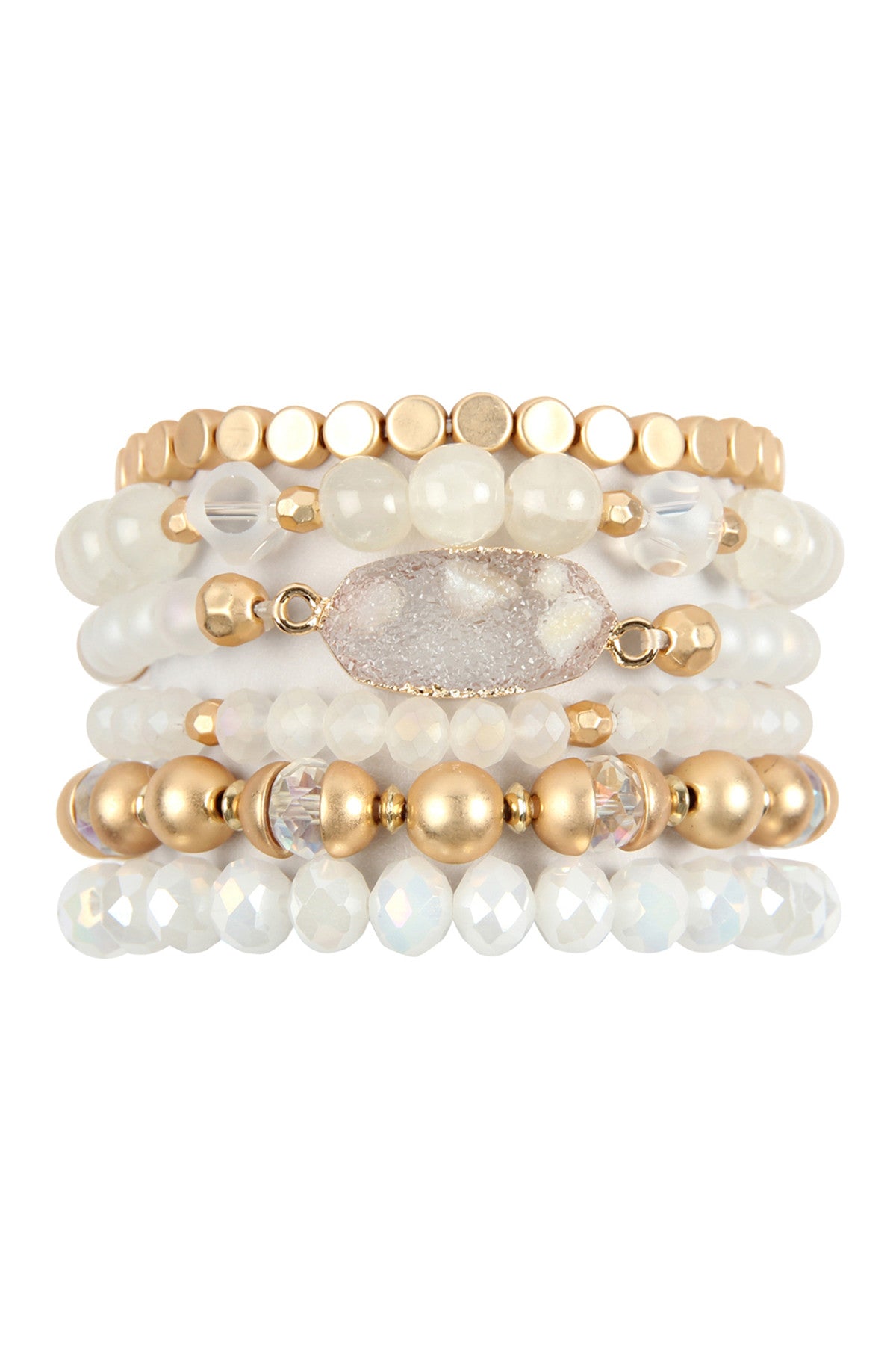 Multi Line Druzy Stone Charm Bracelet
