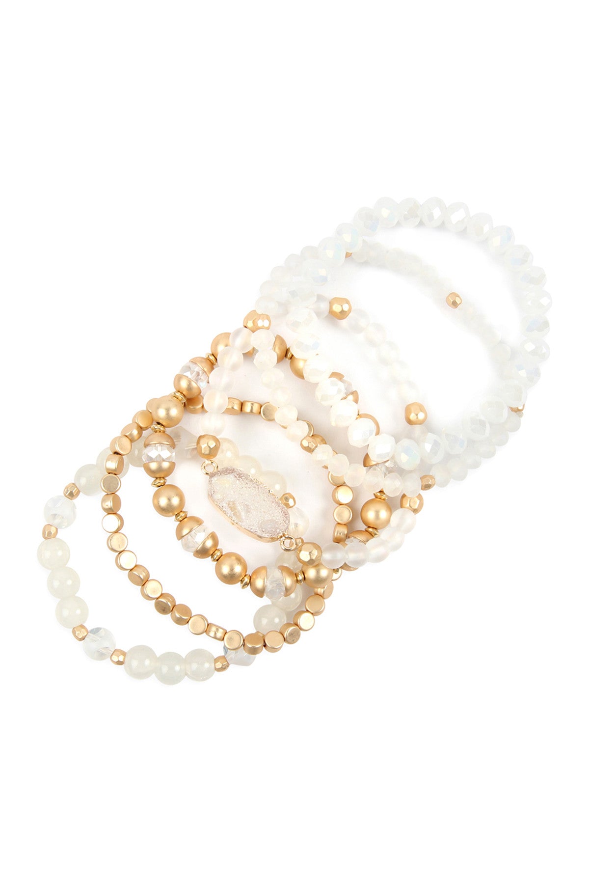 Multi Line Druzy Stone Charm Bracelet