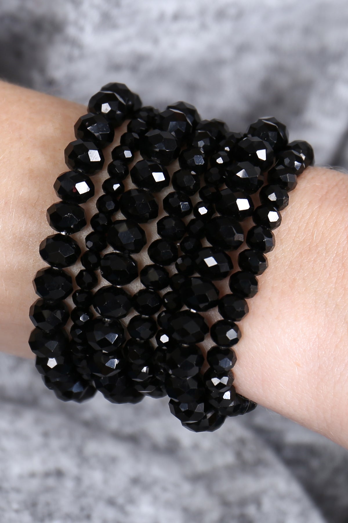 Seven Lines Glass Beads Stretch Bracelet