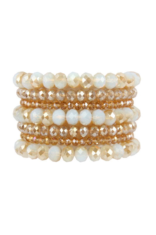 Seven Lines Glass Beads Stretch Bracelet