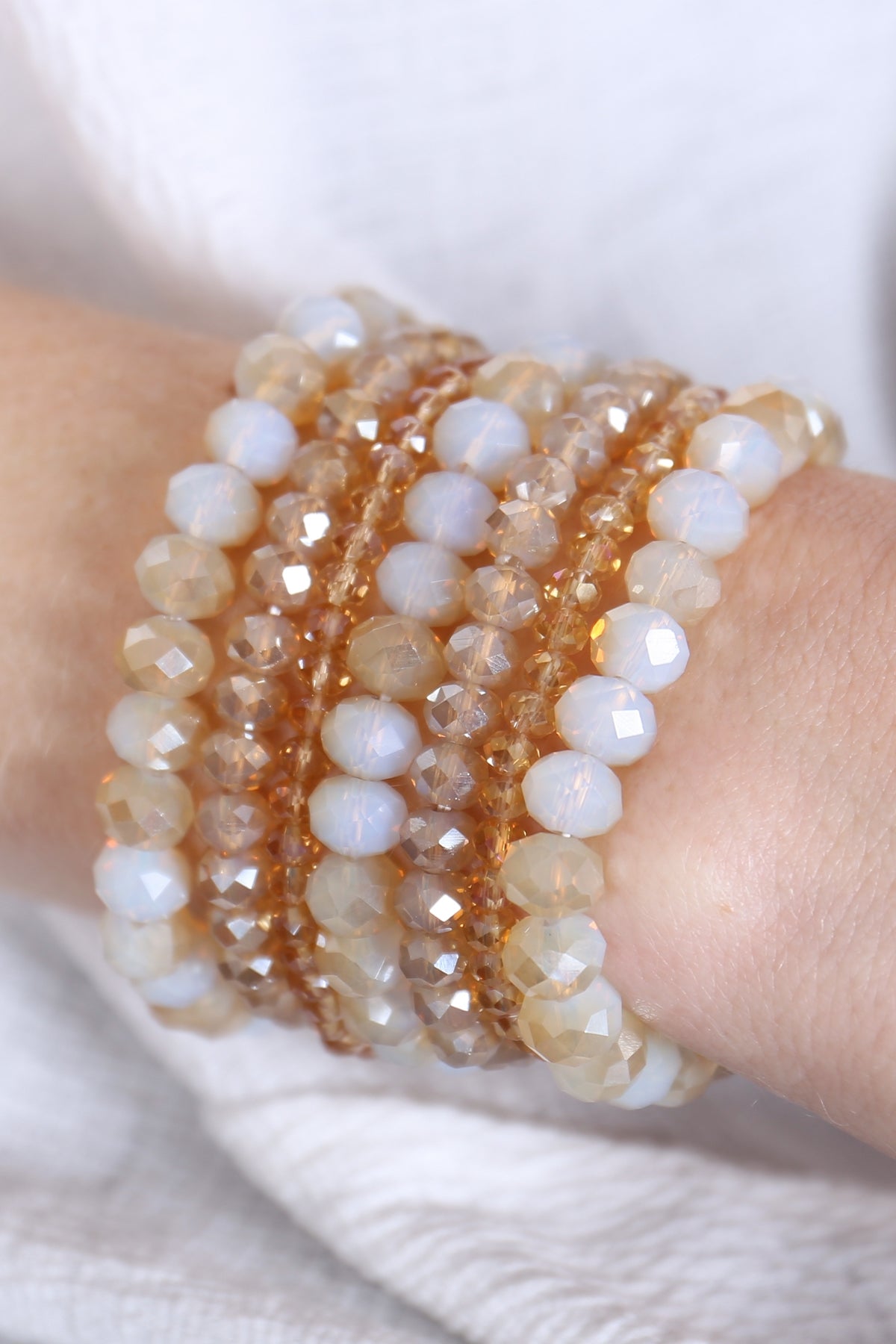 Seven Lines Glass Beads Stretch Bracelet