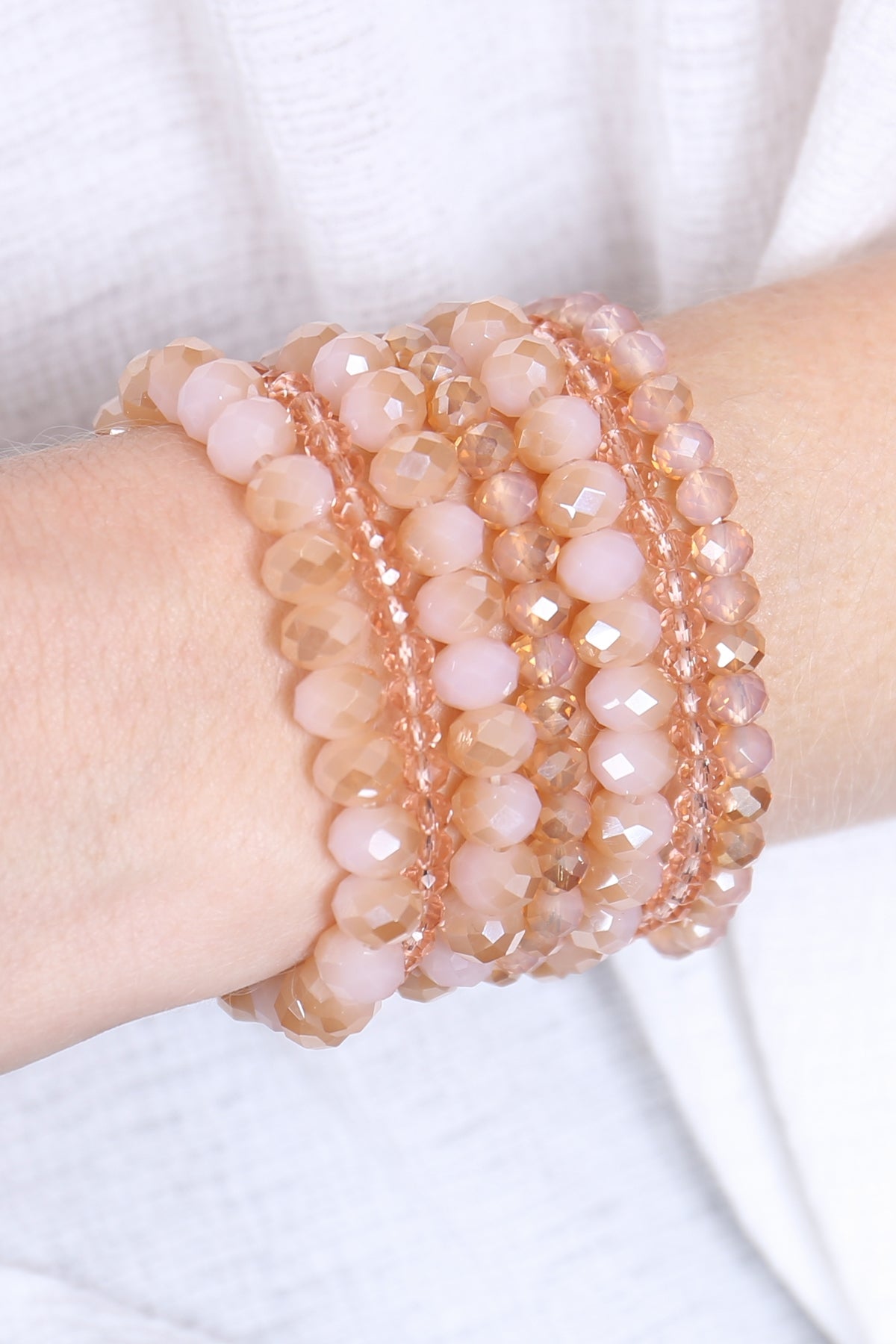 Seven Lines Glass Beads Stretch Bracelet