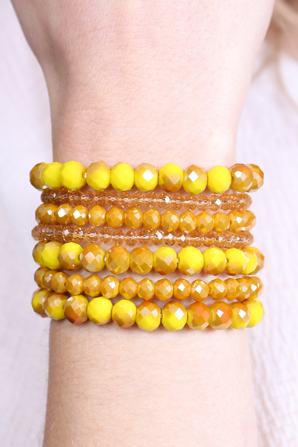 Seven Lines Glass Beads Stretch Bracelet