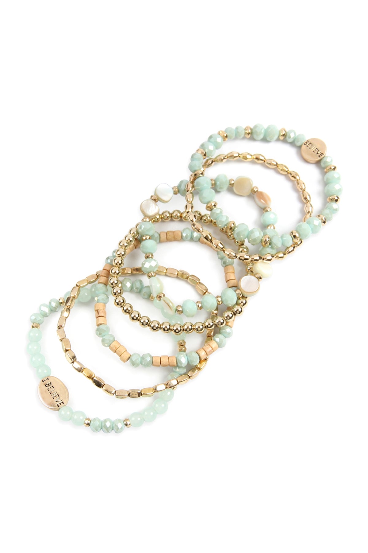 I Believe Charm Mix Beads Bracelet