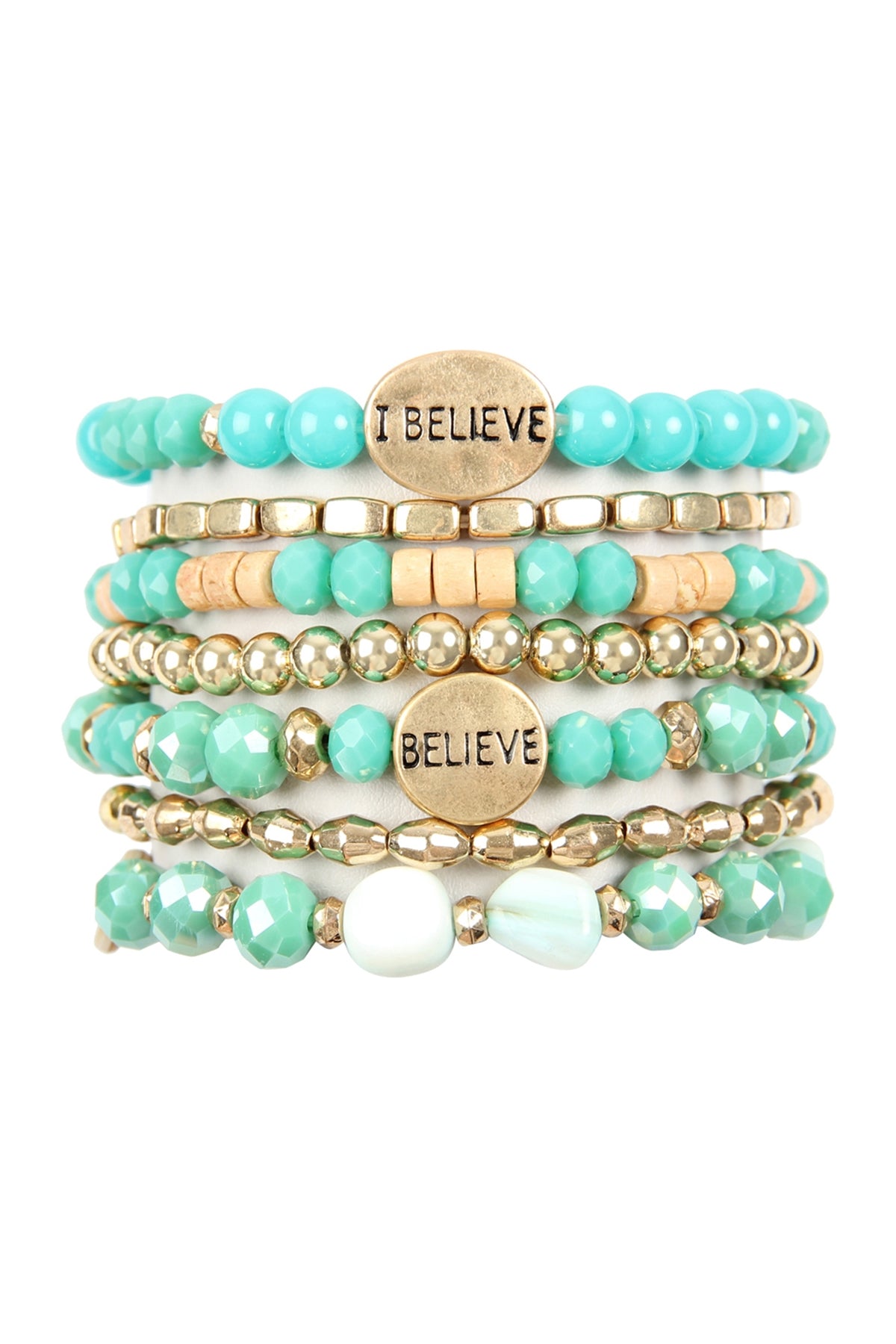 I Believe Charm Mix Beads Bracelet