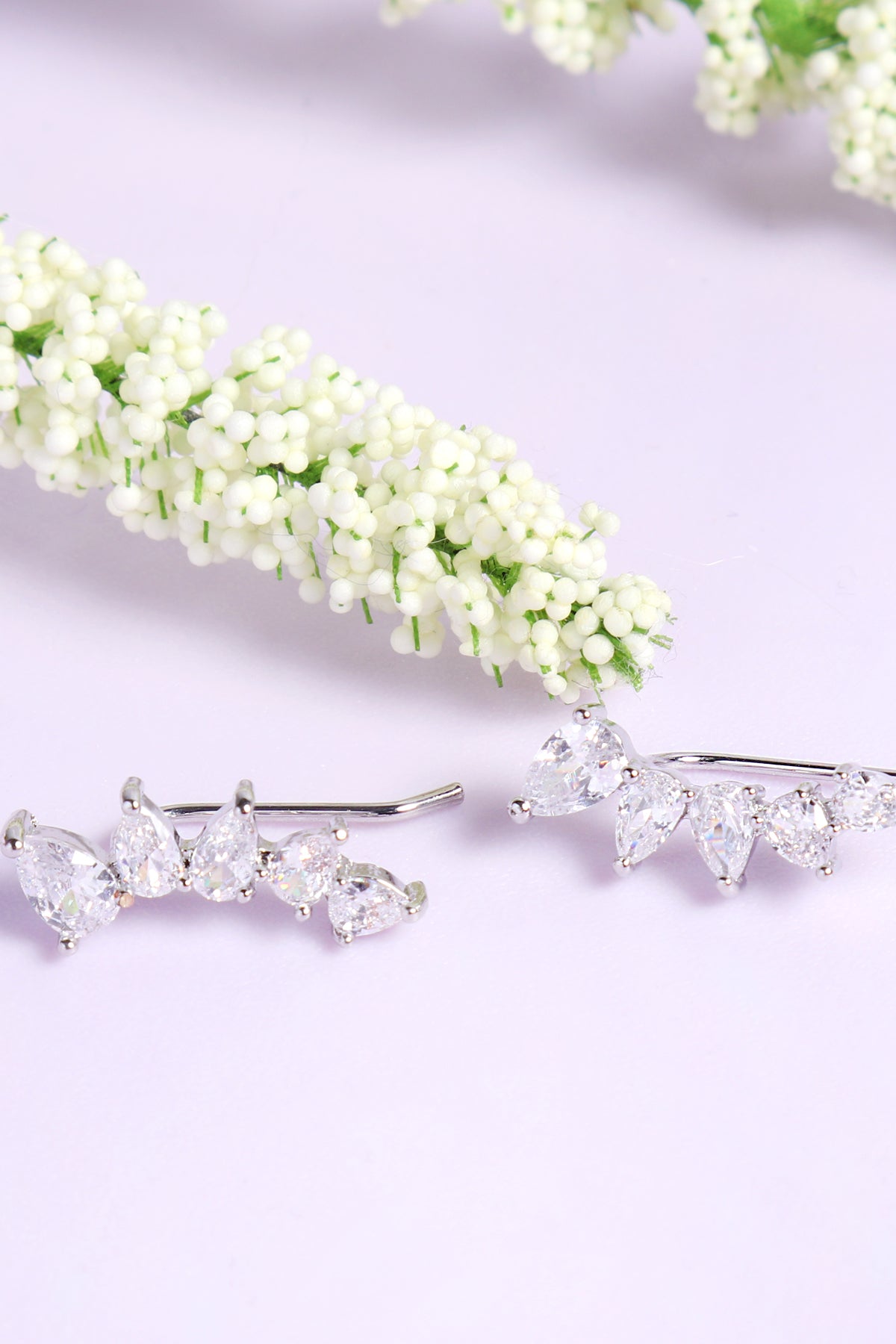 Teardrop Cubic Zirconia Crawler Earrings
