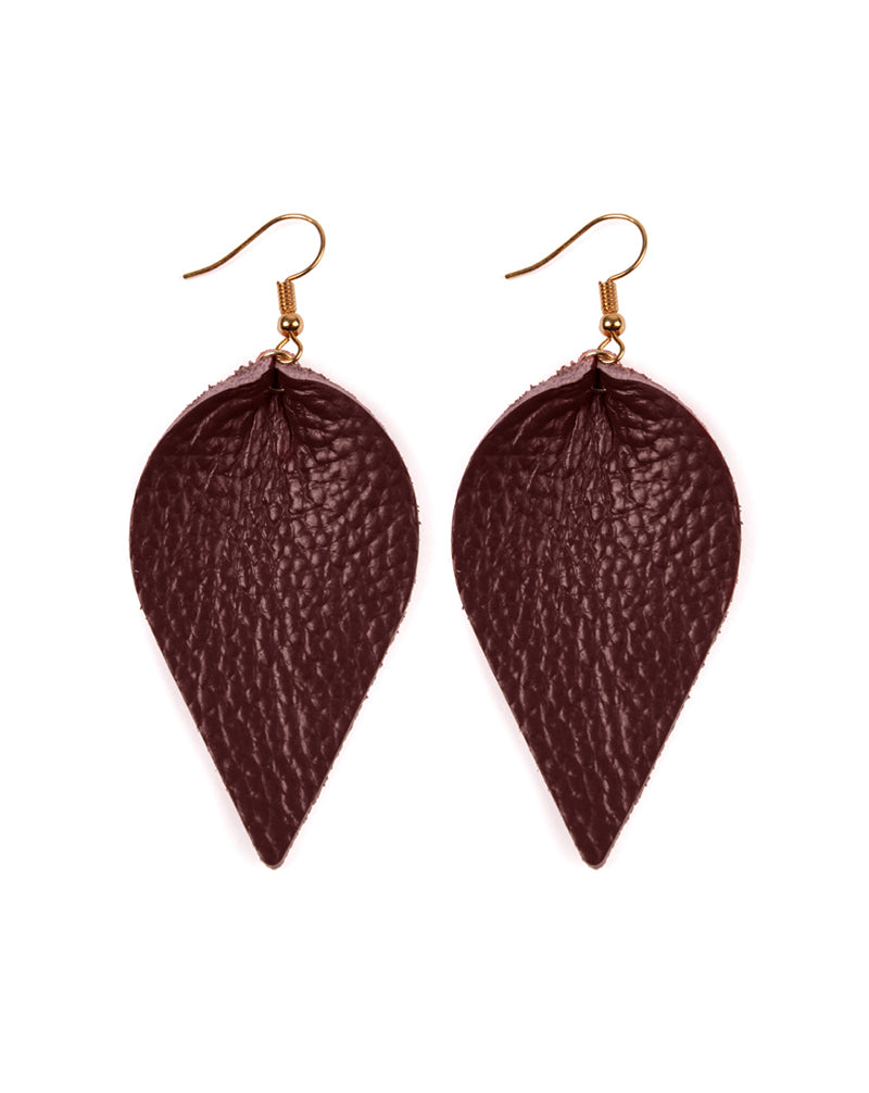 Teardrop Shape Pinched Leather Earrings