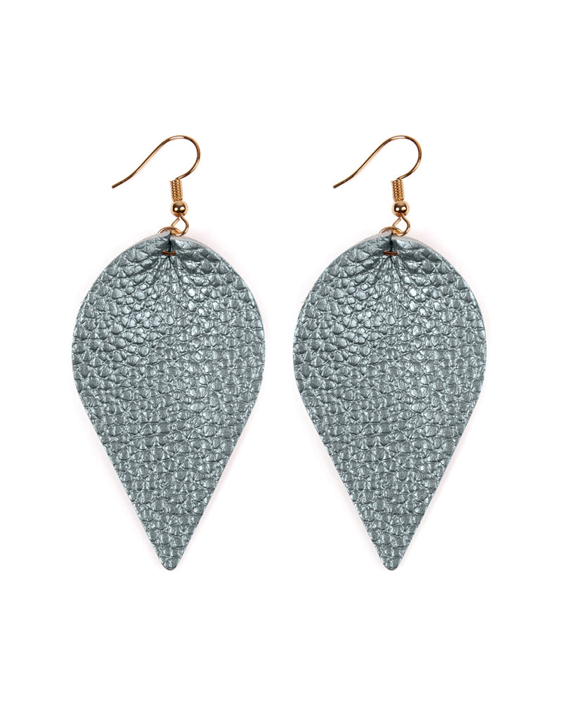 Teardrop Shape Pinched Leather Earrings