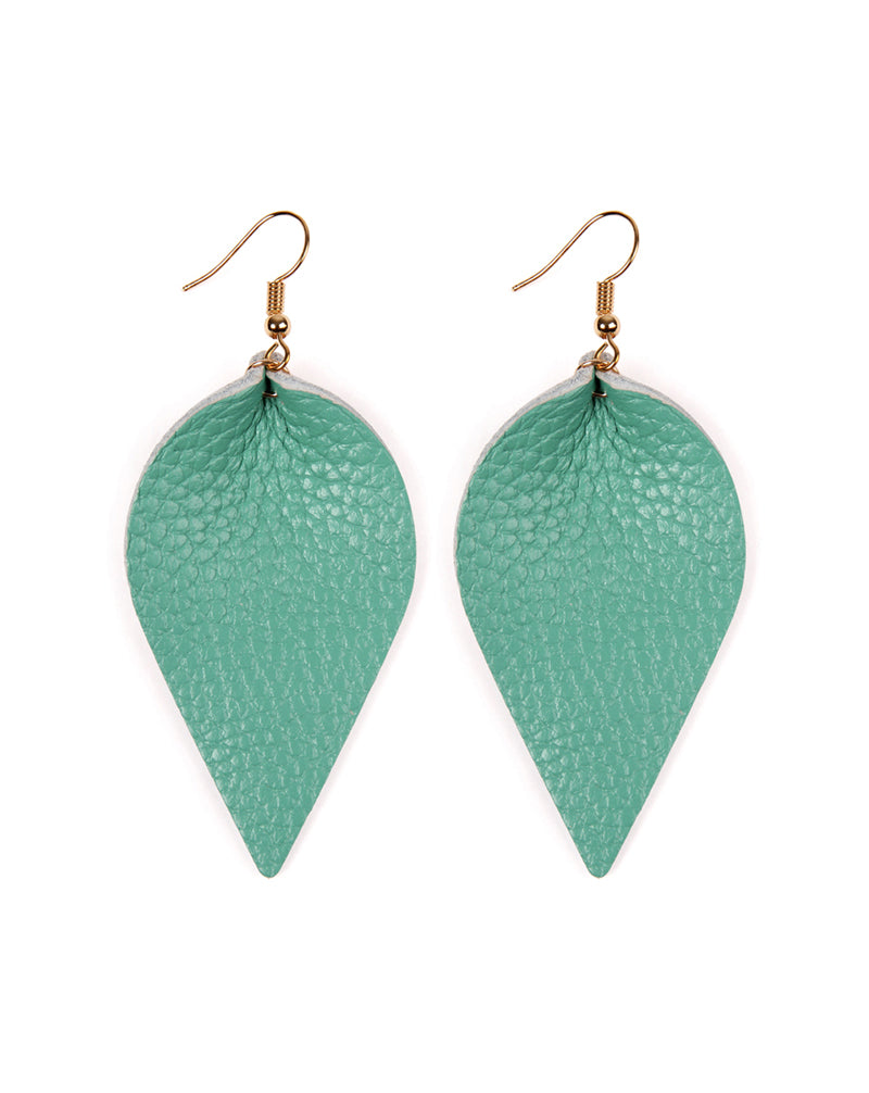 Teardrop Shape Pinched Leather Earrings