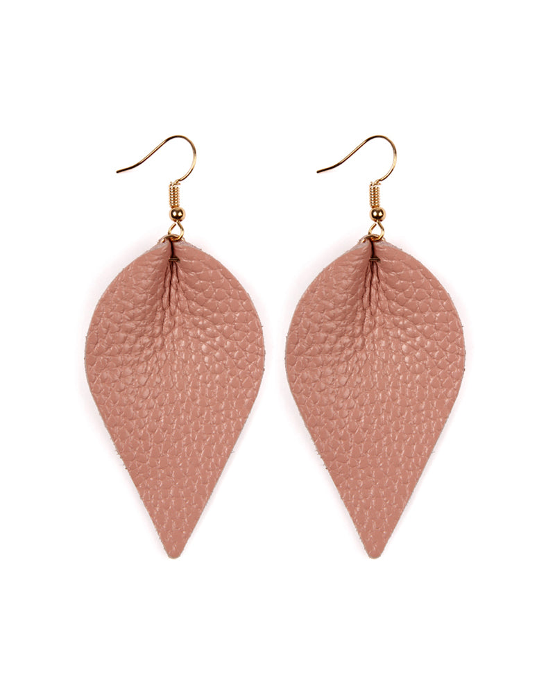 Teardrop Shape Pinched Leather Earrings