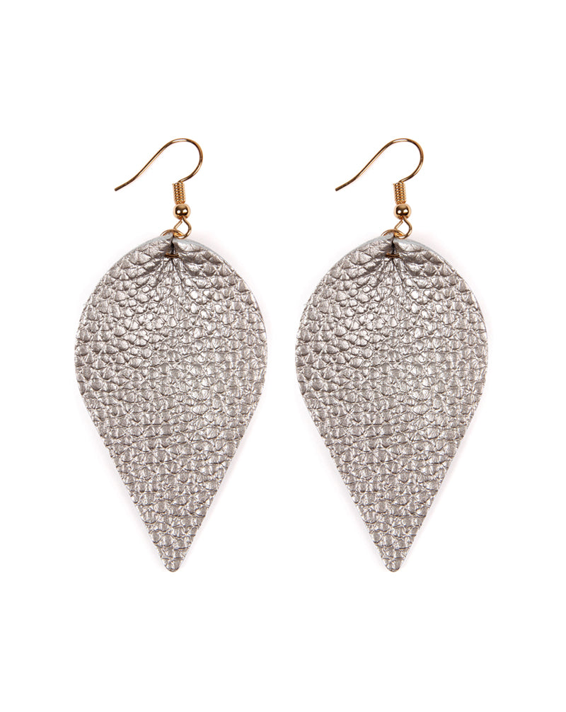 Teardrop Shape Pinched Leather Earrings