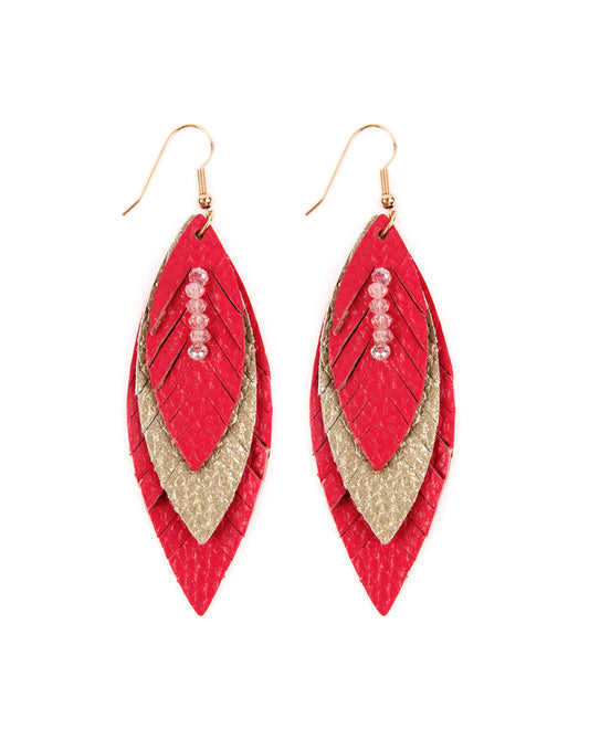 Three Layer Fringed Leather Mar2uise Earrings