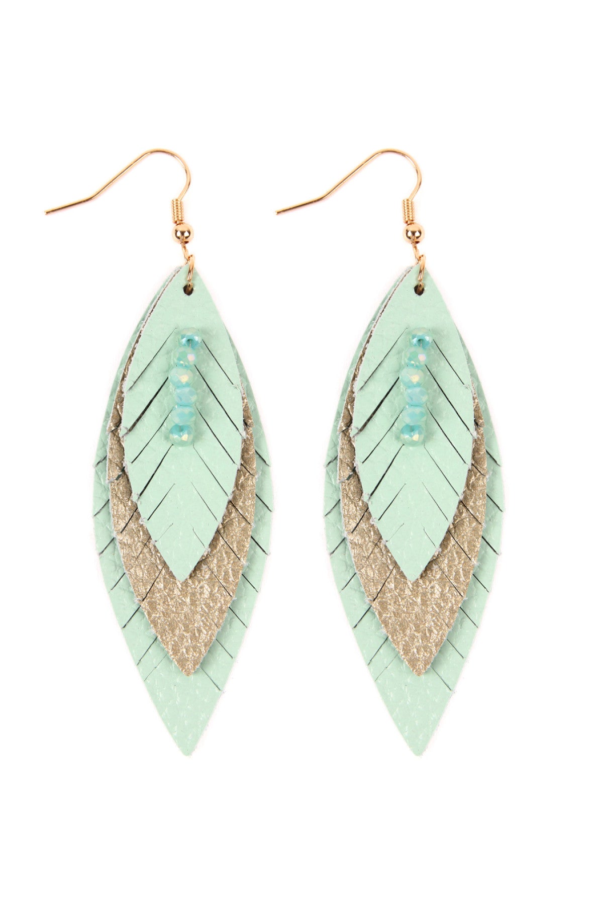 Three Layer Fringed Leather Marquise Earrings