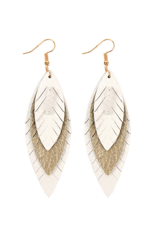 Natural Three Layer Fringed Leather Mar2uise Earrings