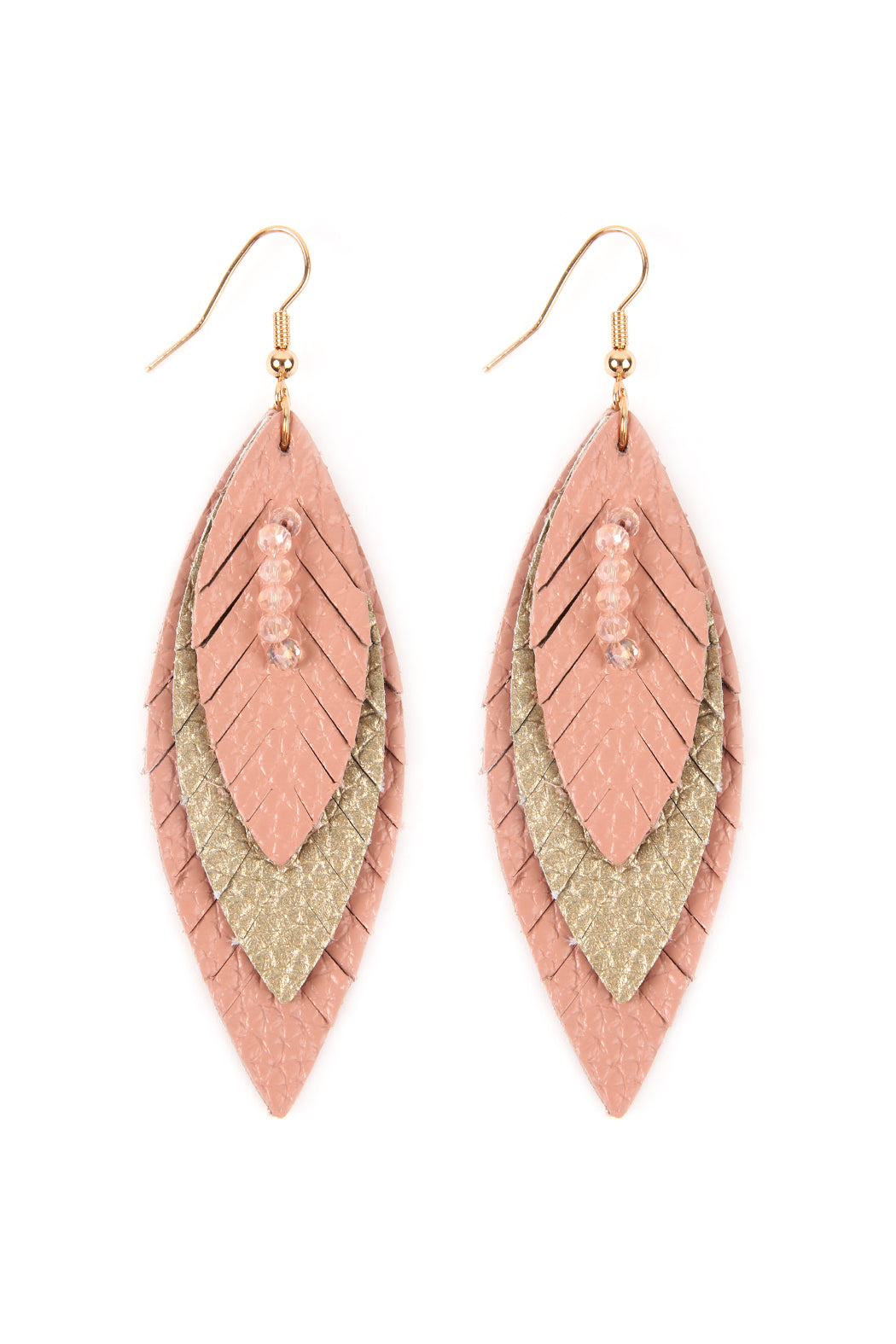 Pink Three Layer Fringed Leather Mar2uise Earrings