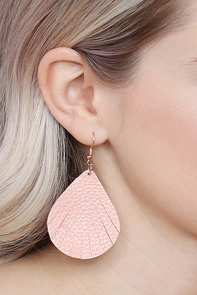Fringed Pear Shape Leather Earrings